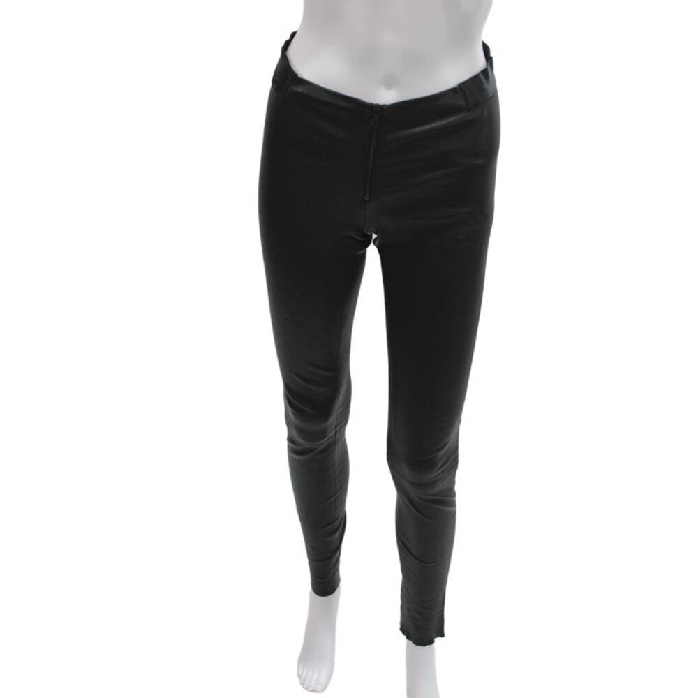 Alice + Olivia Women Biker Ankle Leather Pants Black Zip Size 0